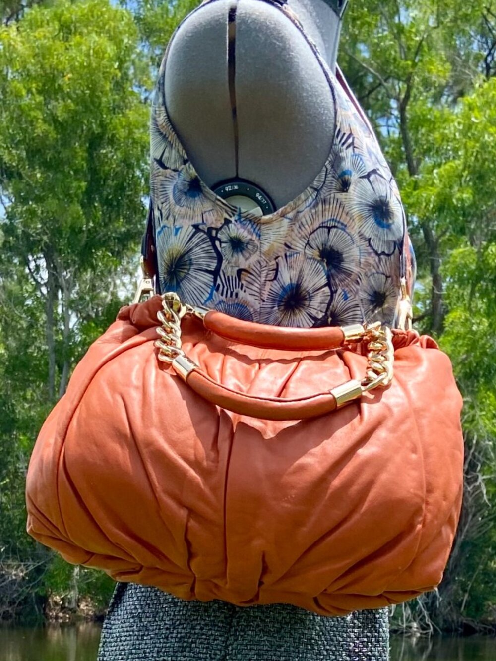 Michael Kors Erin Hobo Pleated Slouchy Leather Chain Strap Shoulder / Crossbody